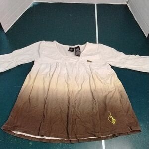 VTG Y2K Girls Size Medium Baby Phat Ivory Shades Of Brown Tunic Fancy Sleeves